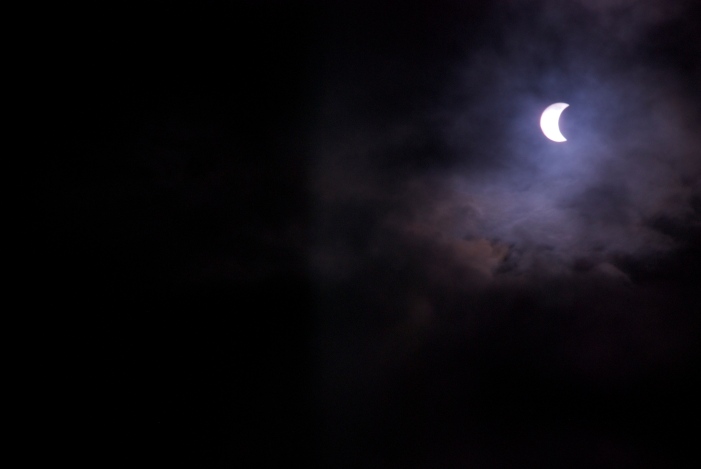 The partial eclipse as the moon is heading towards the sun, towards totality.
